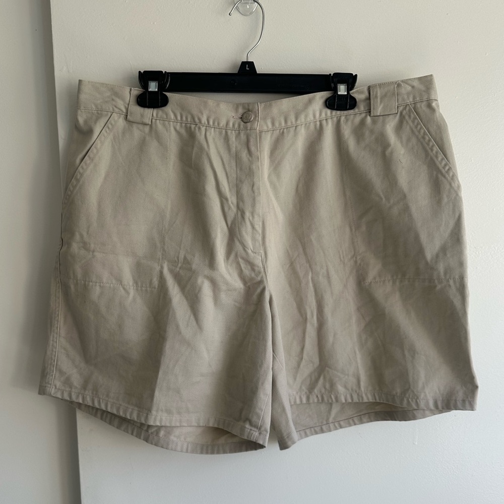 Izod Women's Khaki Flat-Front Casual Shorts